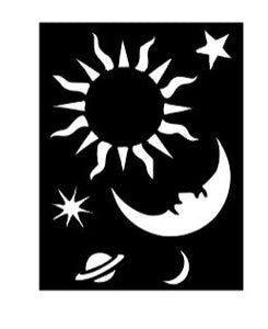 Moon, sun, and stars vinyl stencil pack